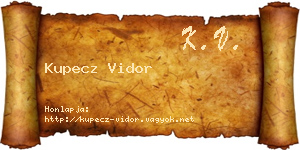 Kupecz Vidor névjegykártya